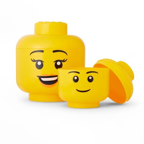 Set of 2 LEGO Minifigure Storage Heads Yellow - LEGO® Collection x Target | Target