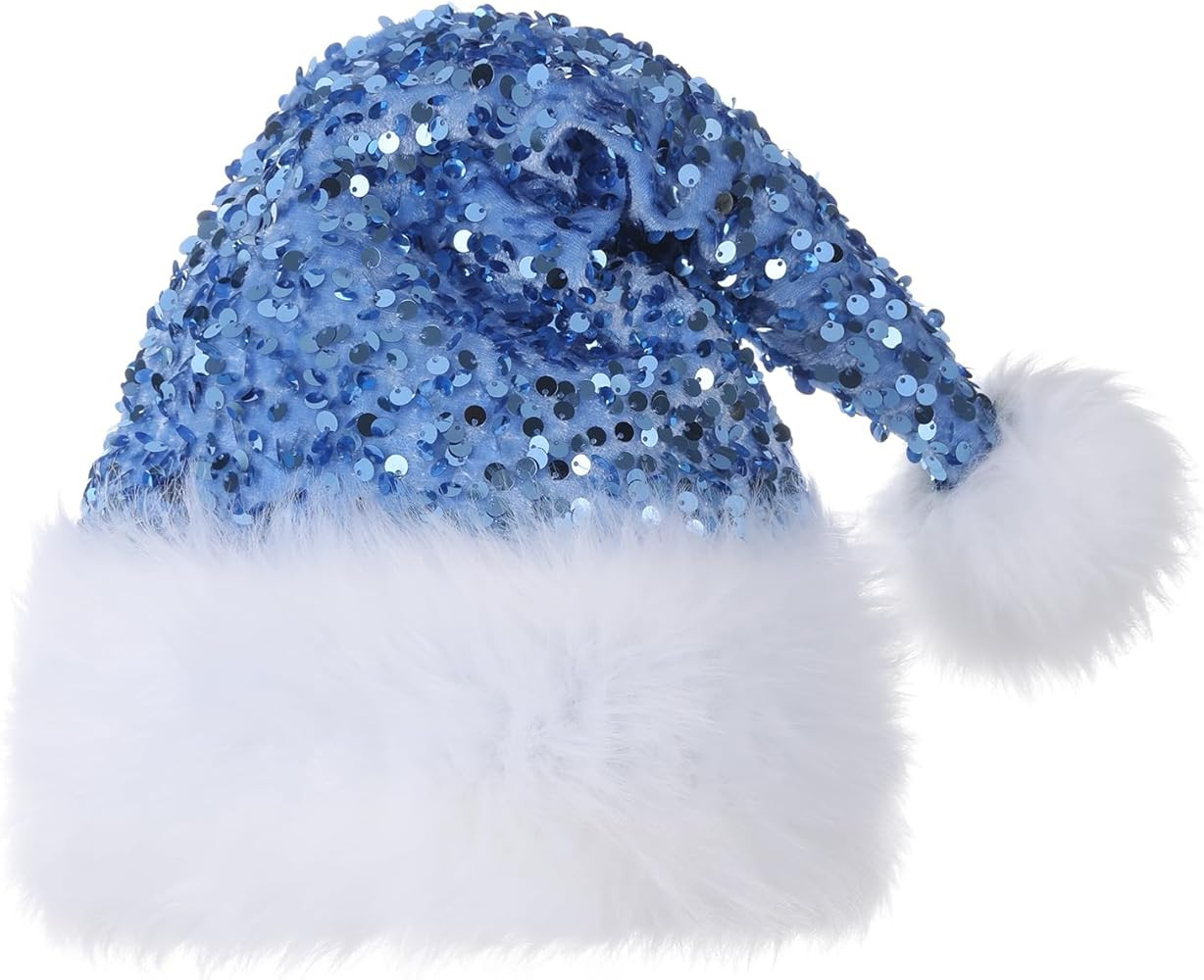 Personalized Sequin Santa Hat for Adults, Red Glitter Christmas Party Hat, Xmas Halloween New Yea... | Amazon (US)