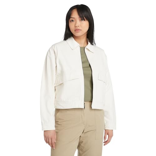 Timberland Women's Strafford Washed Canvas Jacket, White, Medium | Amazon (US)