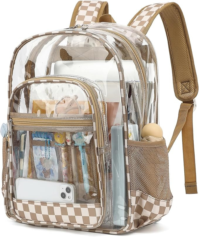 Clear Backpack for School Girls Boys, Heavy Duty Transparent Backpack Kids See-Through Clear Book... | Amazon (US)