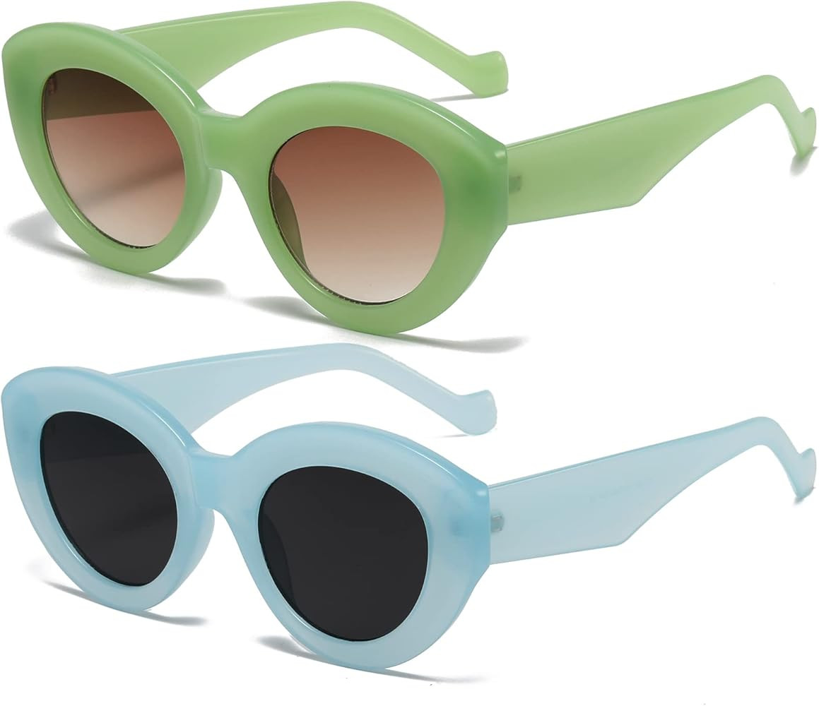 AIEYEZO Oversized Cat Eye Sunglasses for Women Cute Oval Thick Frame Cateye Sun Glasses Chic Retr... | Amazon (US)