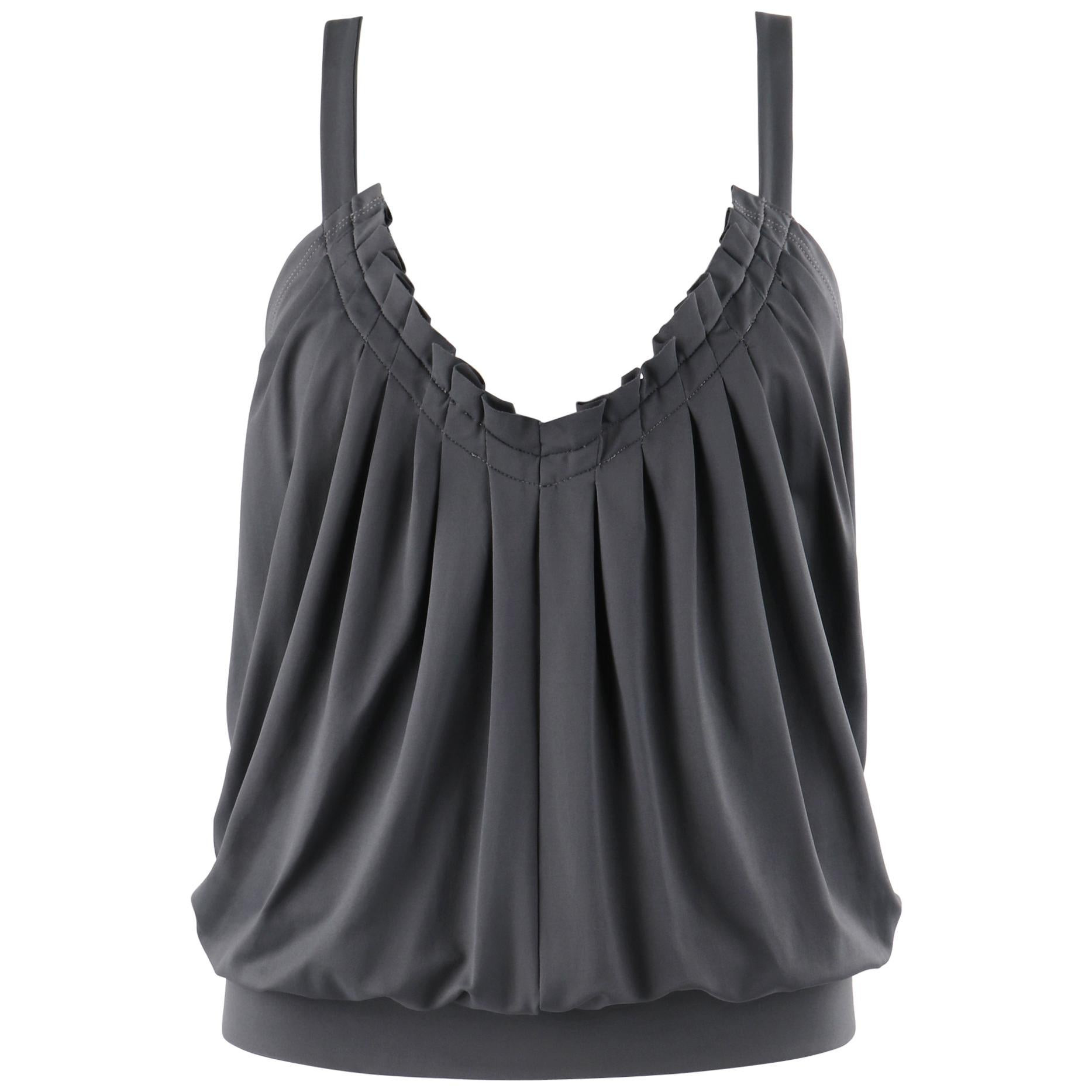 ALEXANDER McQUEEN S/S 1999 "No. 13" Gray Pleated Open Back Chain Strap Top | 1stDibs