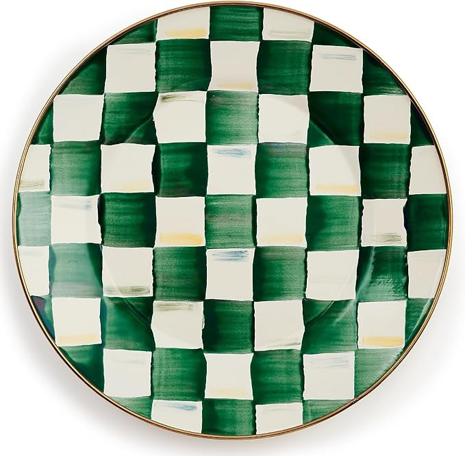 MACKENZIE-CHILDS Enamel Dinner Plate, Decorative Dinnerware Plate, 10 Inches, Green-and-White Eme... | Amazon (US)