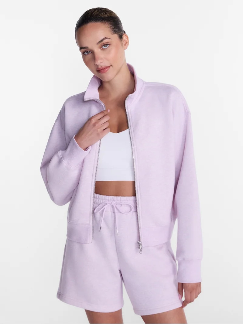 Athletic Works Women's Cropped Fleece Bomber Jacket with Long Sleeves, Sizes XS-XXL | Walmart (US)