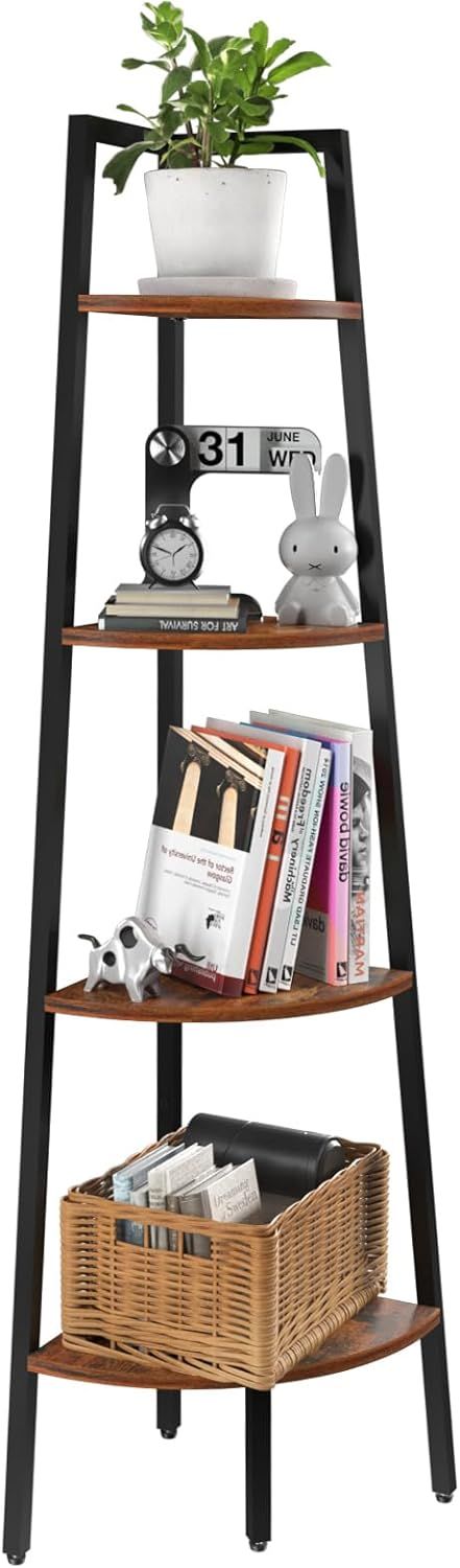 Yoobure 4-Tier Corner Bookshelf with Metal Frame - Ladder Display Shelf for Bedroom and Living Ro... | Amazon (US)