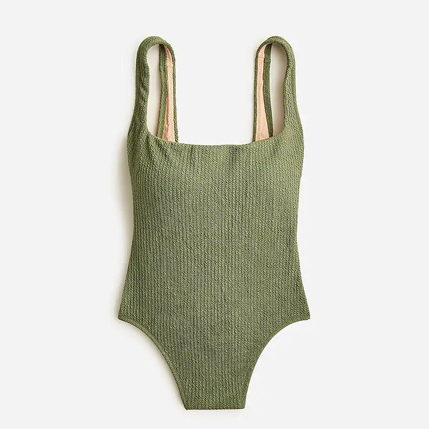 Textured squareneck one-piece | J.Crew US