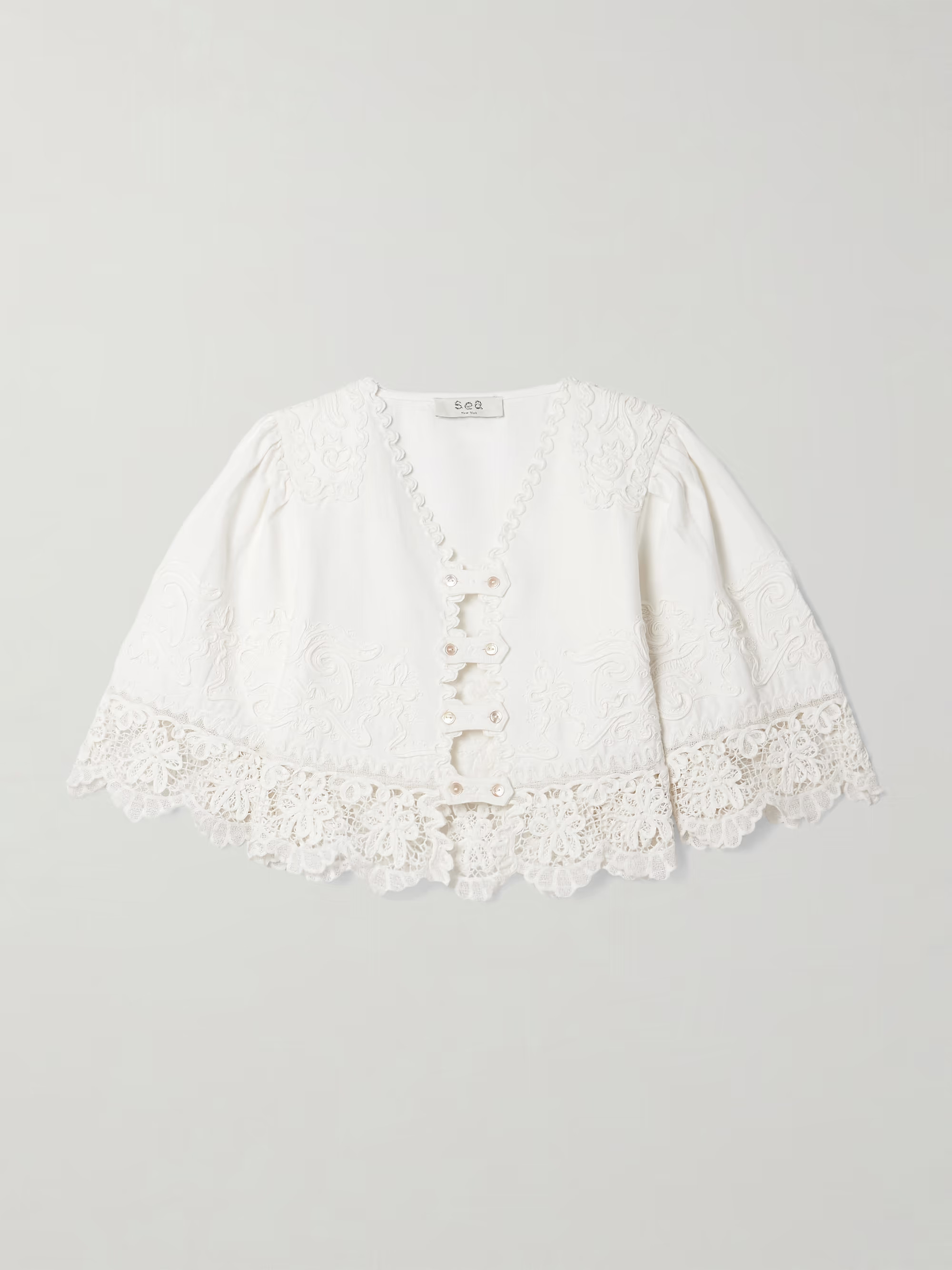 Iyla cropped embroidered broderie anglaise cotton and linen-blend top | NET-A-PORTER APAC