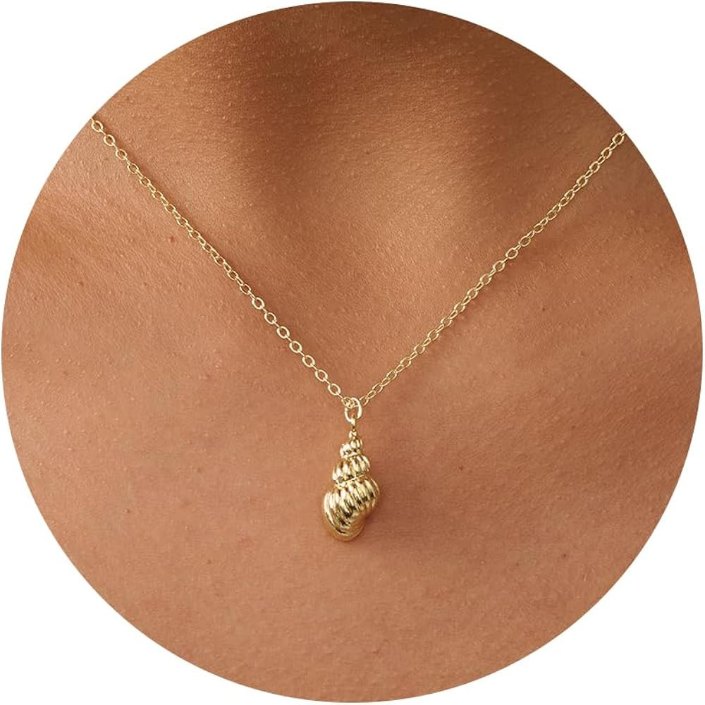 Dainty Gold Necklace: 14k Gold Plated Dianty Boots Bow Sun Moon Horse Evil Eye Conch Seahorse Nec... | Amazon (US)
