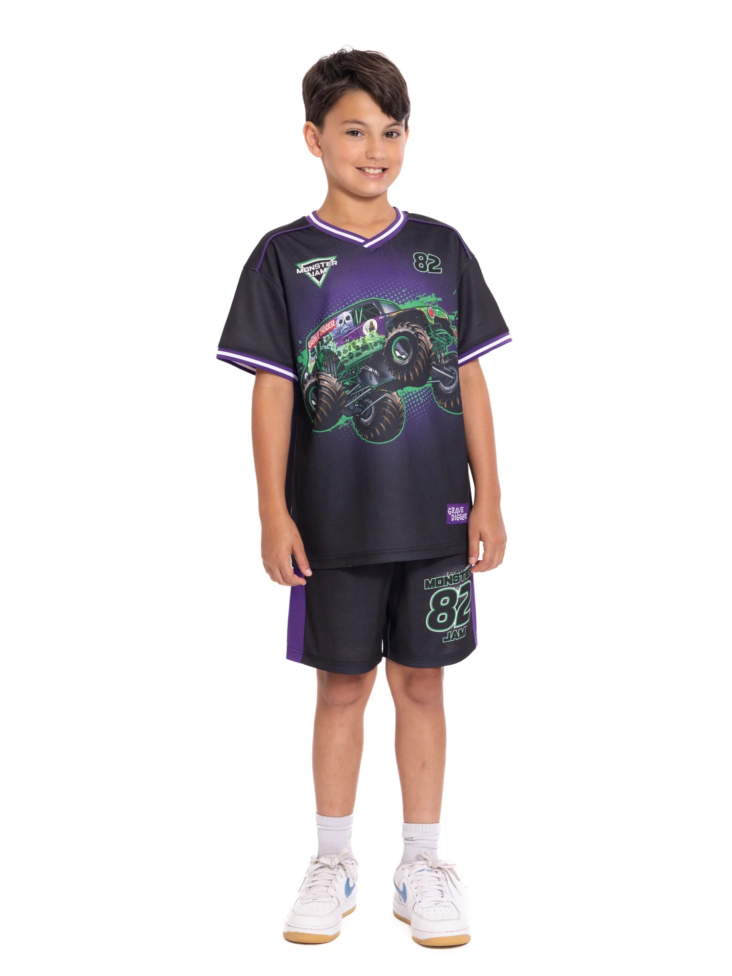 Monster Jam Boys Short Sleeve Soccer Jersey with Matching Short, 2-Piece Set, Sizes 4-16 | Walmart (US)