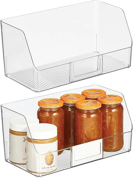 mDesign Wide Plastic Kitchen Food Storage Organizer Bin Basket with Open Front and Built-In Label... | Amazon (US)