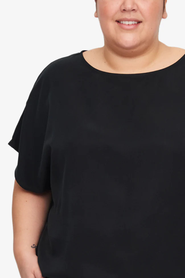 Woven T-Shirt Black Tencel Twill | The Sleep Shirt