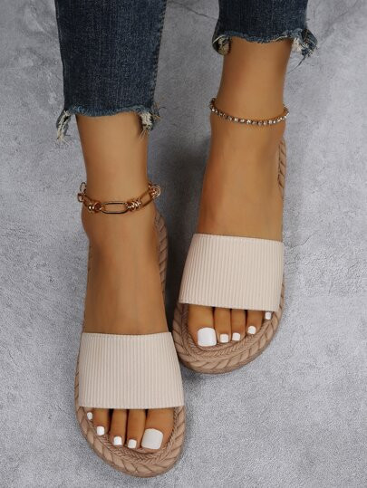 HomeShoesWomen ShoesWomen SandalsWomen Flat SandalsMinimalist Single Band Slide Sandals | SHEIN