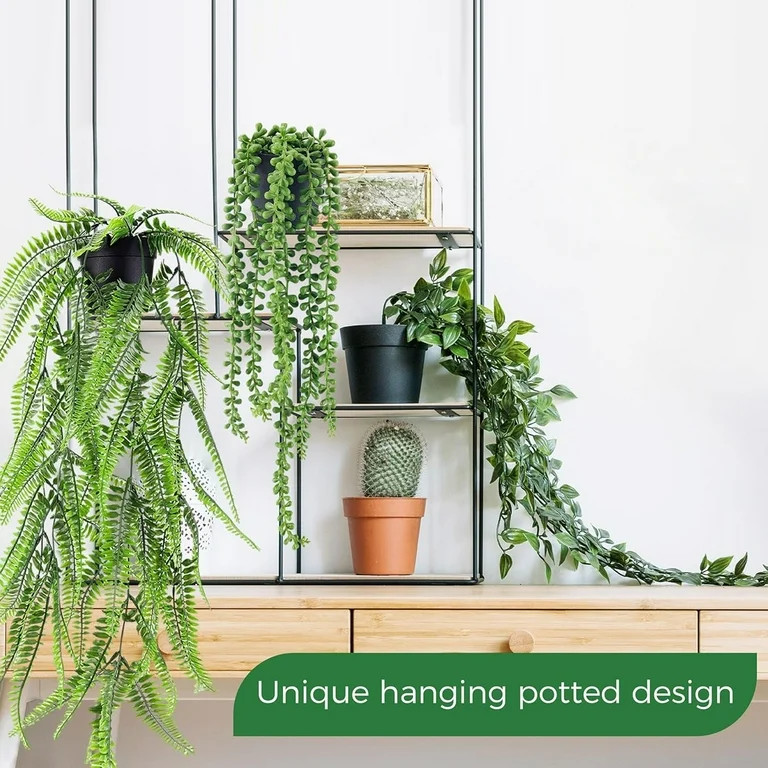 4 Pack Fake Hanging Plants Artificial Decor Faux Potted Greenery Hanging Plants Indoor For Room H... | Walmart (US)