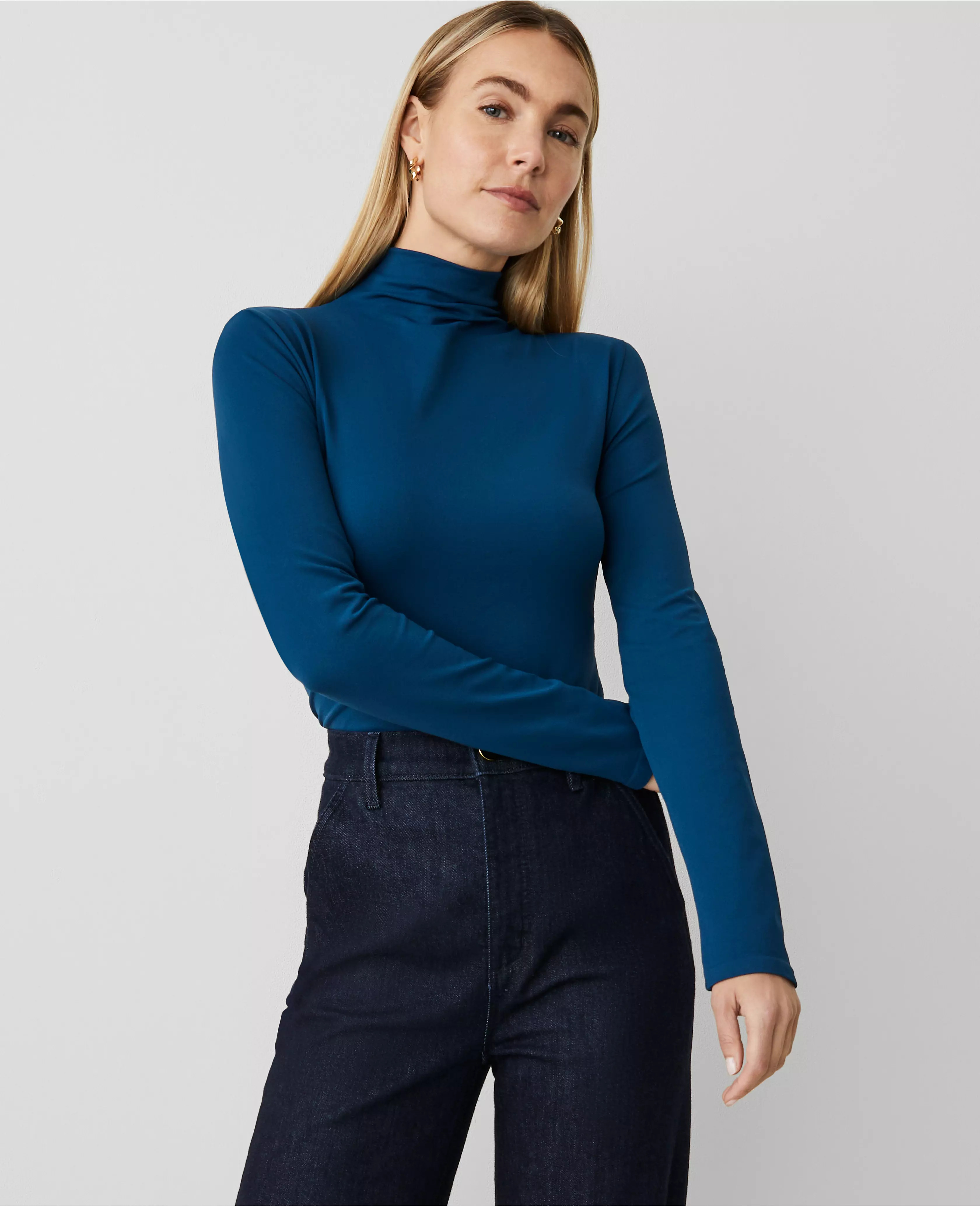 Long-Sleeve Mock Neck Top | Ann Taylor (US)