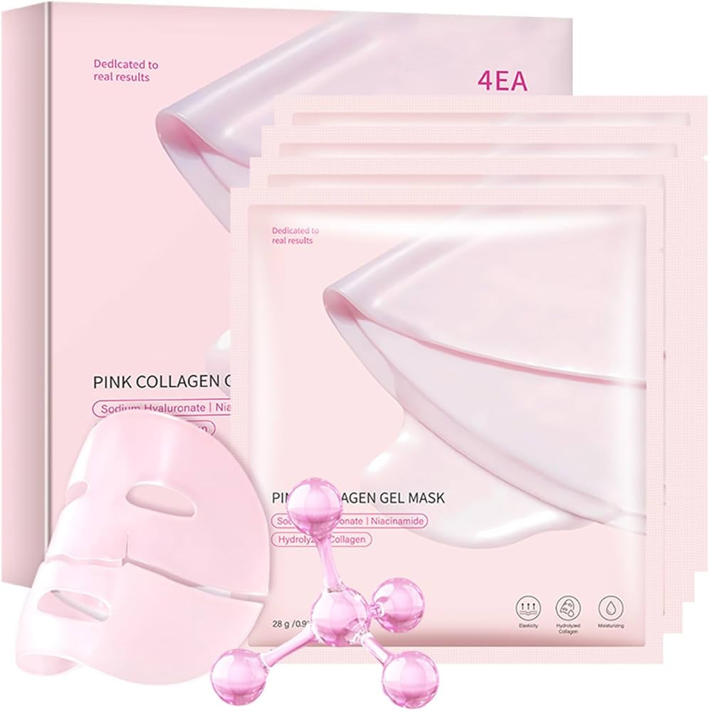 Pink Collagen Jelly Gel Sleeping Mask, Overnight Face Mask for Glass Glow Skin Hydrating Firming ... | Amazon (US)