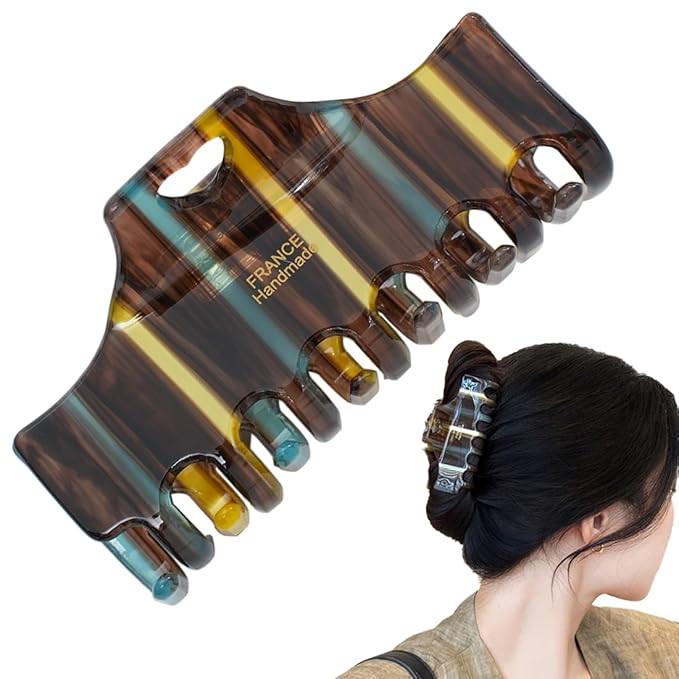 Wenlly stripe collision color hair claw, 3.54 Inch cellulose acetate hair jaw clip, non-slip hair... | Amazon (US)