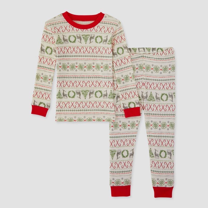 Burt's Bees Baby® Toddler 2pc Fair Isle Organic Cotton Pajama Set - Red 4T | Target