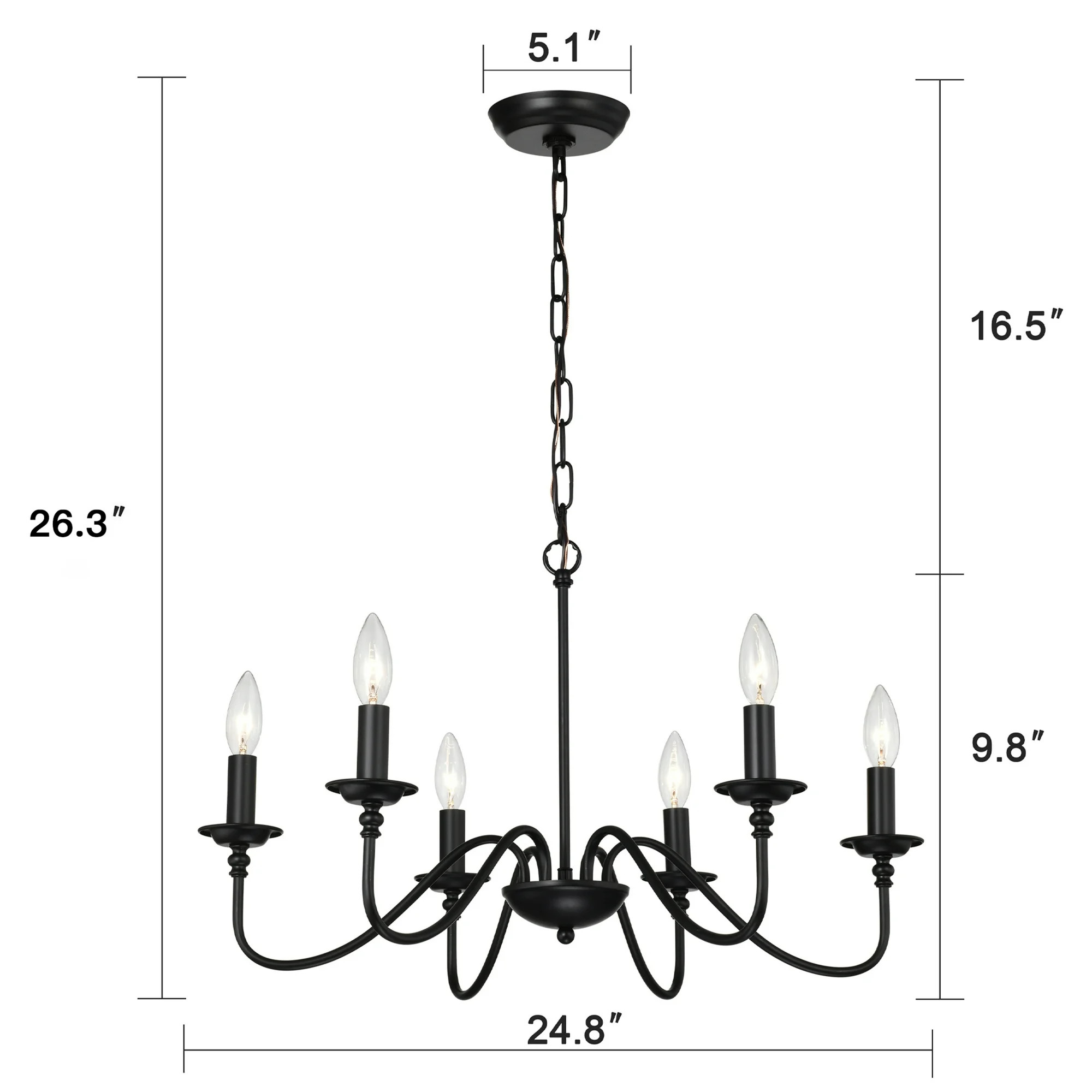 Farmhouse Chandelier Modern Pendant Lighting Black Pendant Light Fixtures 6-Light Industrial Iron... | Walmart (US)