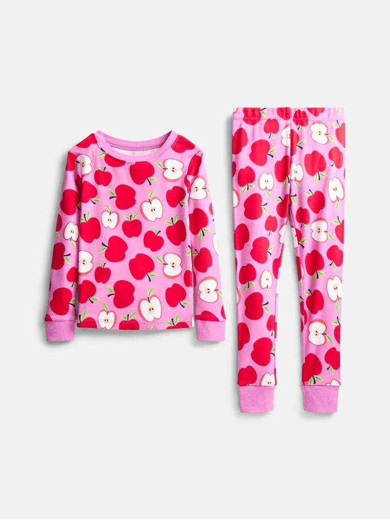 Wonder Nation Girls' Snug Fit Cotton Pajama Top and Pants Set, 2-Piece, Sizes 4-10 | Walmart (US)