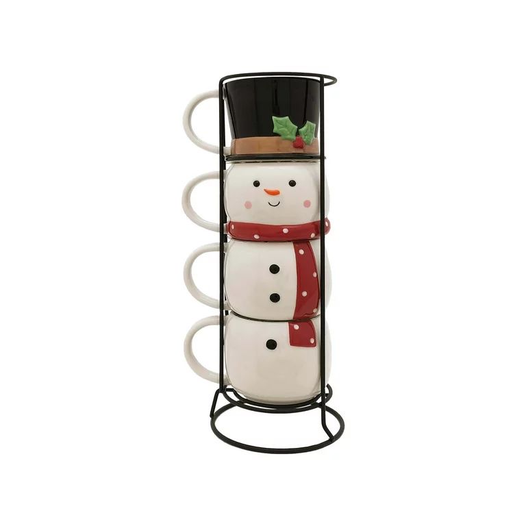 Holiday Time Snowman Mug Stack, 13.25" H, 13 fl oz capacity, Stoneware - Walmart.com | Walmart (US)
