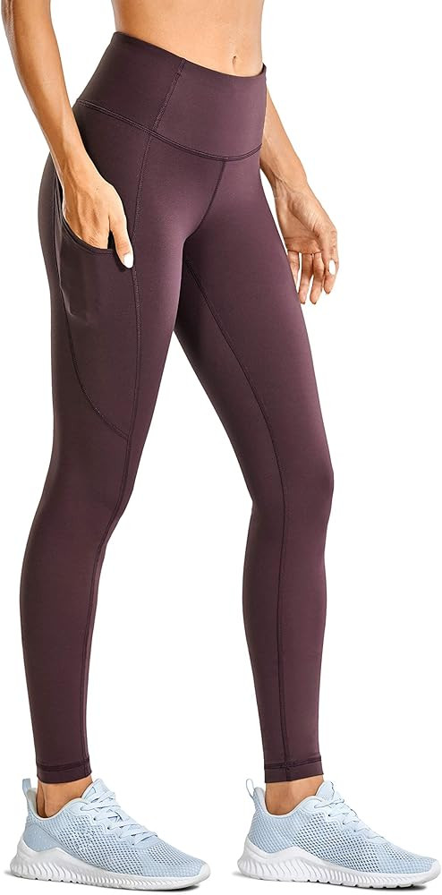 CRZ YOGA Women's Matte Brushed Light-Fleece Leggings High Waisted Workout Yoga Pants with Pocket ... | Amazon (US)