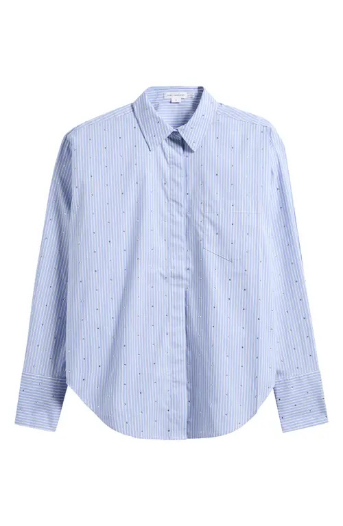 Good American Rhinestone Poplin Shirt in Hot Girl Stripe001 at Nordstrom, Size Xx-Large | Nordstrom