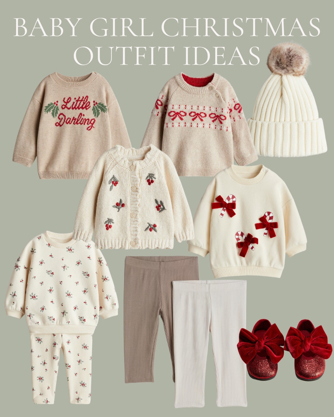Baby Girl Christmas outfit ideas
.
Cute Christmas clothes far little girls aged 4 months - 4 years
.
H&M kids wear - party clothes - affordable kids wear - girls Christmas jumper - neutral Xmas sweater - red party shoes - bobble hat

#LTKBaby #LTKFindsUnder50 #LTKHoliday