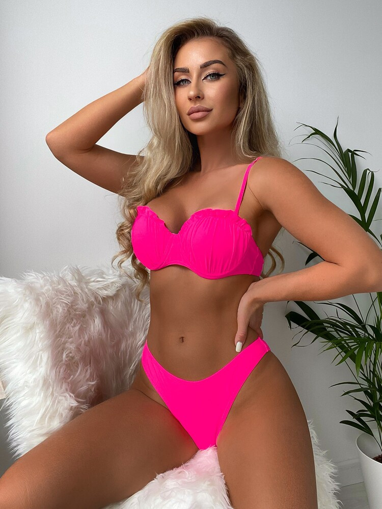 Frill Trim Underwire Bikini Swimsuit | SHEIN