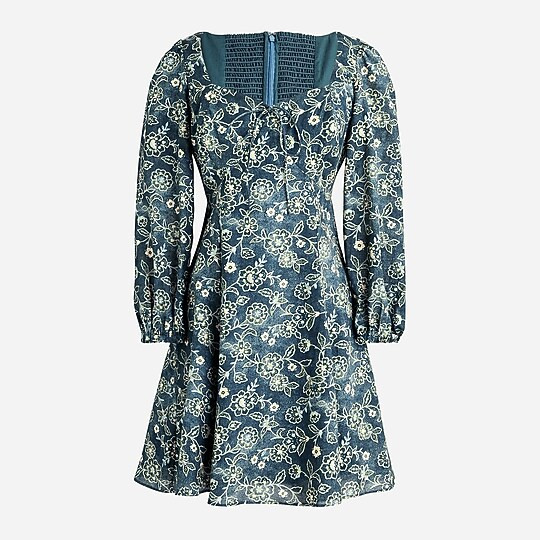 Sweetheart long-sleeve mini dress in vintage vines | J. Crew US