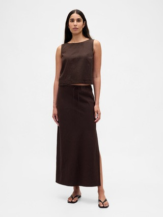 Linen-Blend Midi Skirt | Gap (CA)