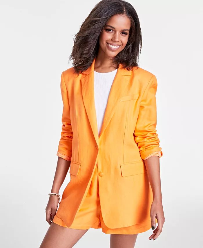 Bar III Women's Linen Blend Two-Button Blazer, Created for Macy's - Macy's | Macy's