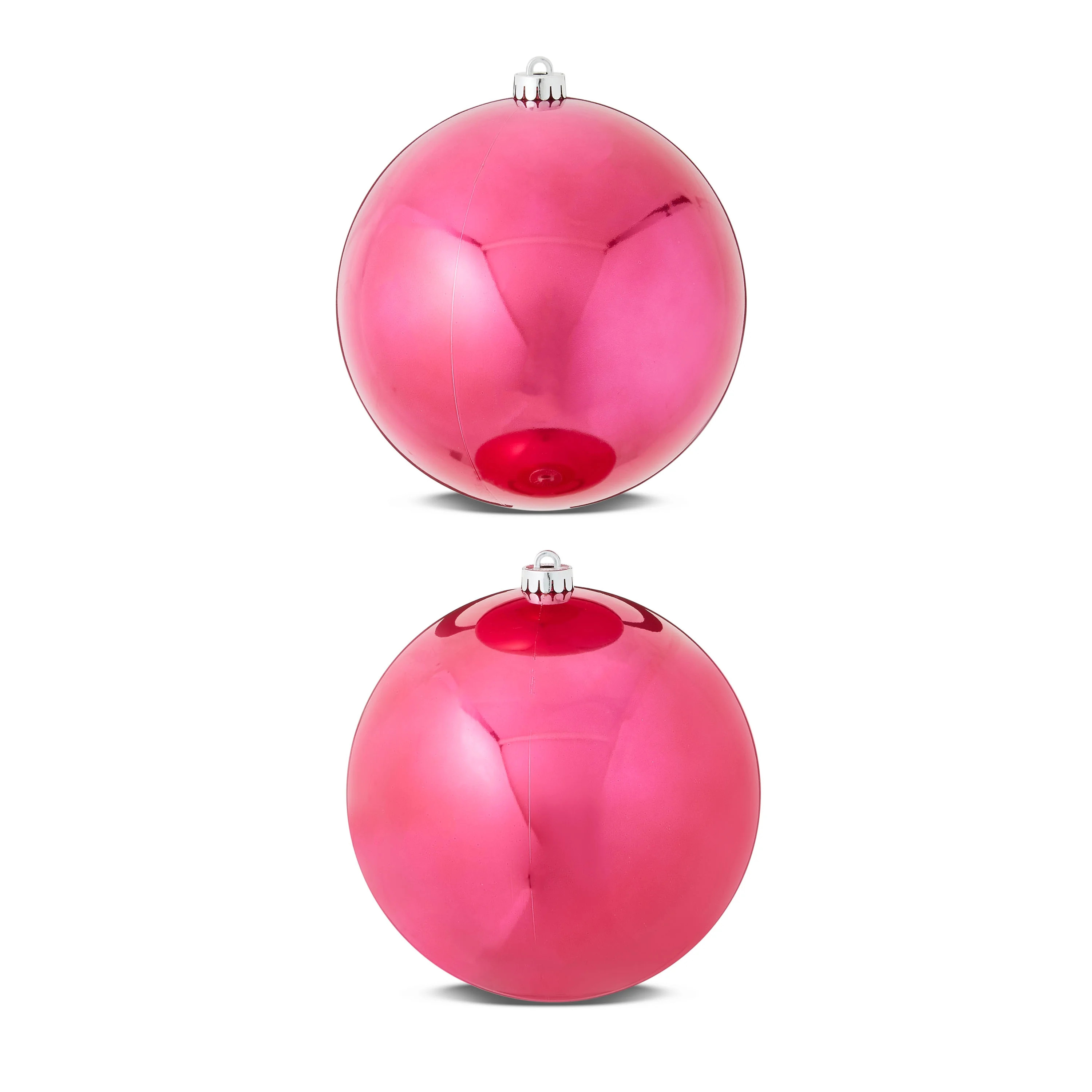 2-Count Pink Shiny Jumbo Shatterproof Ball Christmas Ornaments, 7 in, by Holiday Time | Walmart (US)