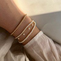 Freshwater Pearl Bracelet, Bridal Tiny Bridesmaid Matching Bracelets, Chain Bracelet | Etsy (US)
