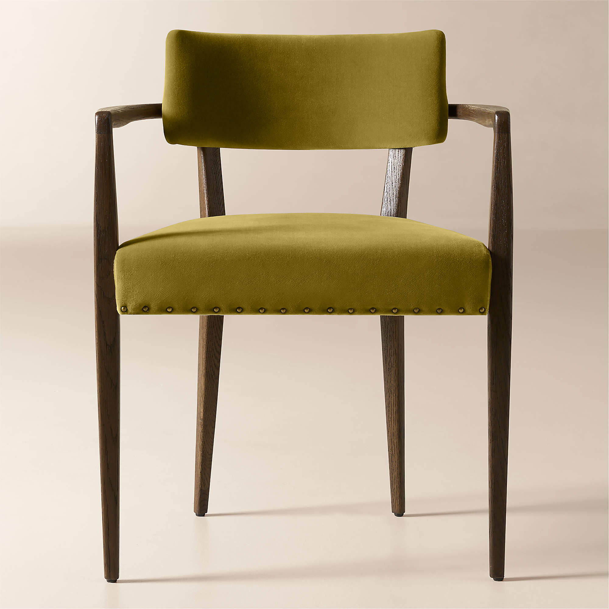 Arlo Olive Green Velvet Dining Armchair + Reviews | CB2 | CB2