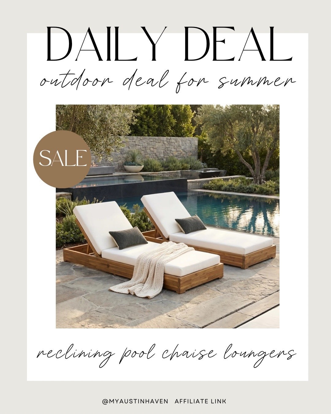 Outdoor Find for Summer ☀️

Reclining chaise lounges for poolside or relaxing outdoors 😎

Pool decor, pool furniture, patio furniture, chaise lounge, outdoor living, wayfair sale, wayfair find, poolside, relaxing at home, patio and deck furniture

#LTKHome #LTKdayinmylife #LTKSeasonal