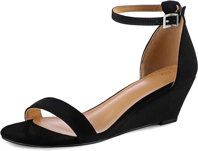 mysoft Women's Open Toe Ankle Strap Low Wedge Sandals Formal 2 Inch Dress Shoes | Amazon (US)