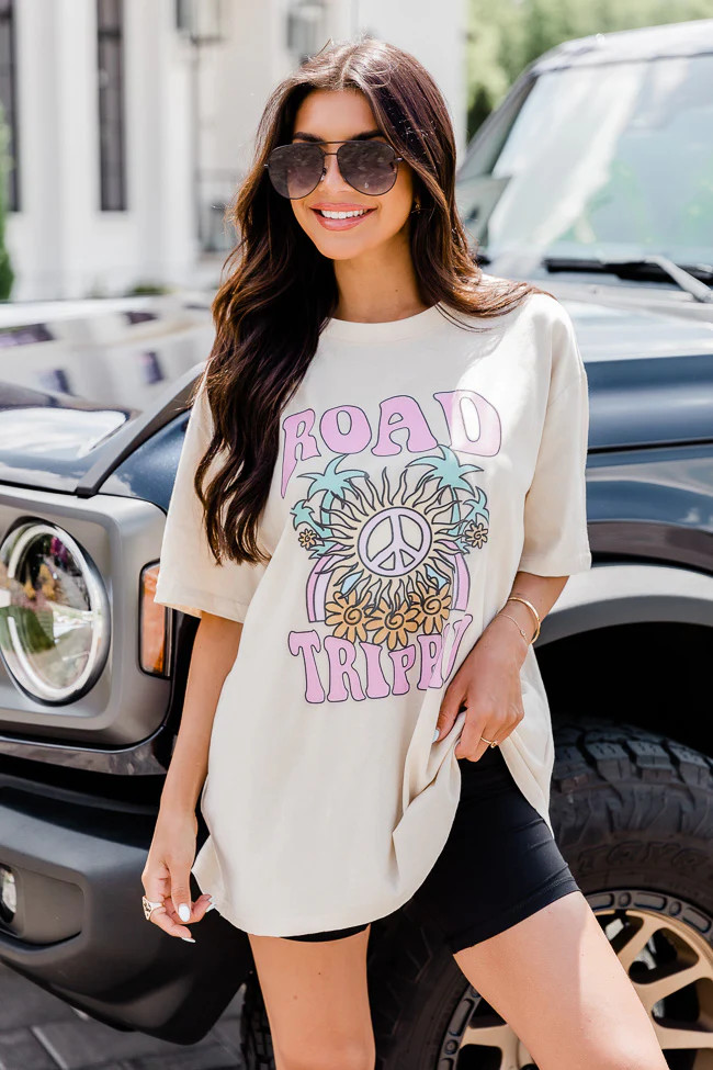 Road Trippin Soft Cream Graphic Tee | Pink Lily