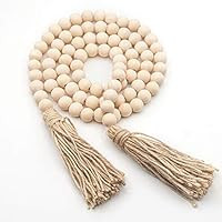 58In/pc Farmhouse Beads Wood Bead Garland Rustic Prayer Beads Boho Beads with Tassels Walling Han... | Amazon (US)