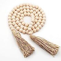 58In/pc Farmhouse Beads Wood Bead Garland Rustic Prayer Beads Boho Beads with Tassels Walling Han... | Amazon (US)
