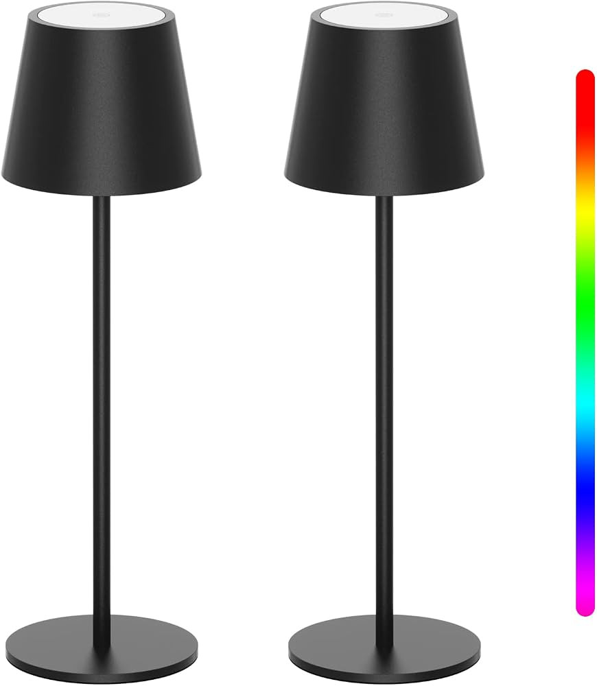K-Bright 2 St\u00fcck RGB Akku Tischlampe Kabellose aus Aluminium Schwarz | Amazon (DE)
