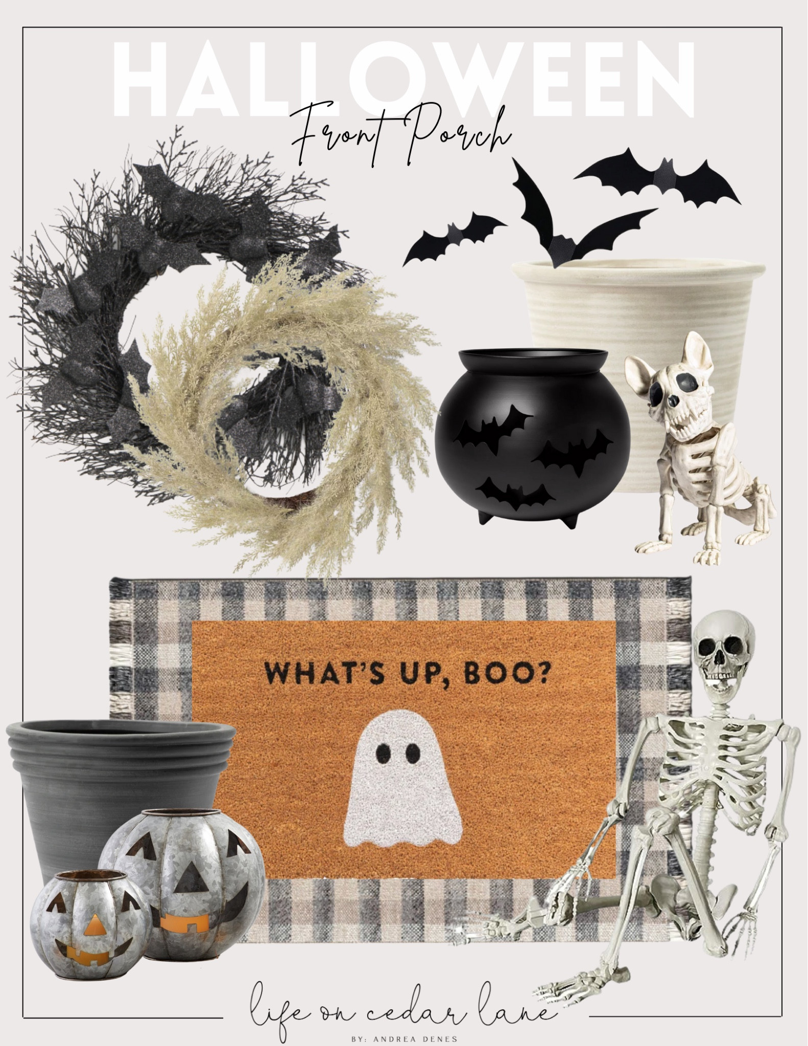 Halloween front porch- elevate your front porch with these spooky finds!

#halloweenhomedecor #skeleton #fallwreaths 

#LTKHalloween #LTKhome #LTKfindsunder50