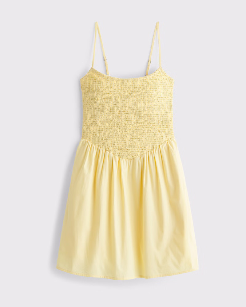 Dipped-Waist Smocked Mini Dress | Abercrombie & Fitch (US)