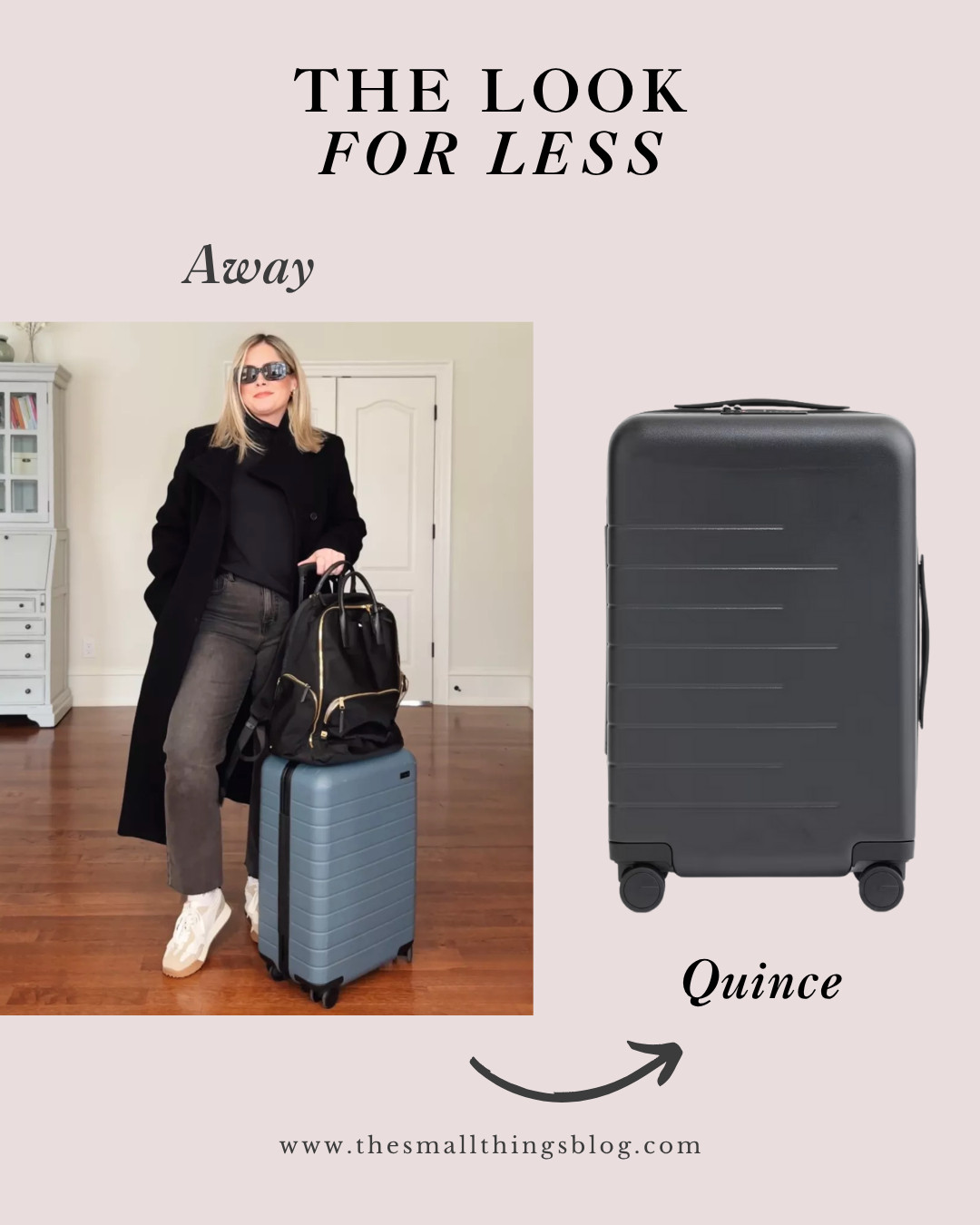 look for less, away, quince, carry-on, suitcase, luggage 

 #LTKSaleAlert #LTKTravel #LTKItBag