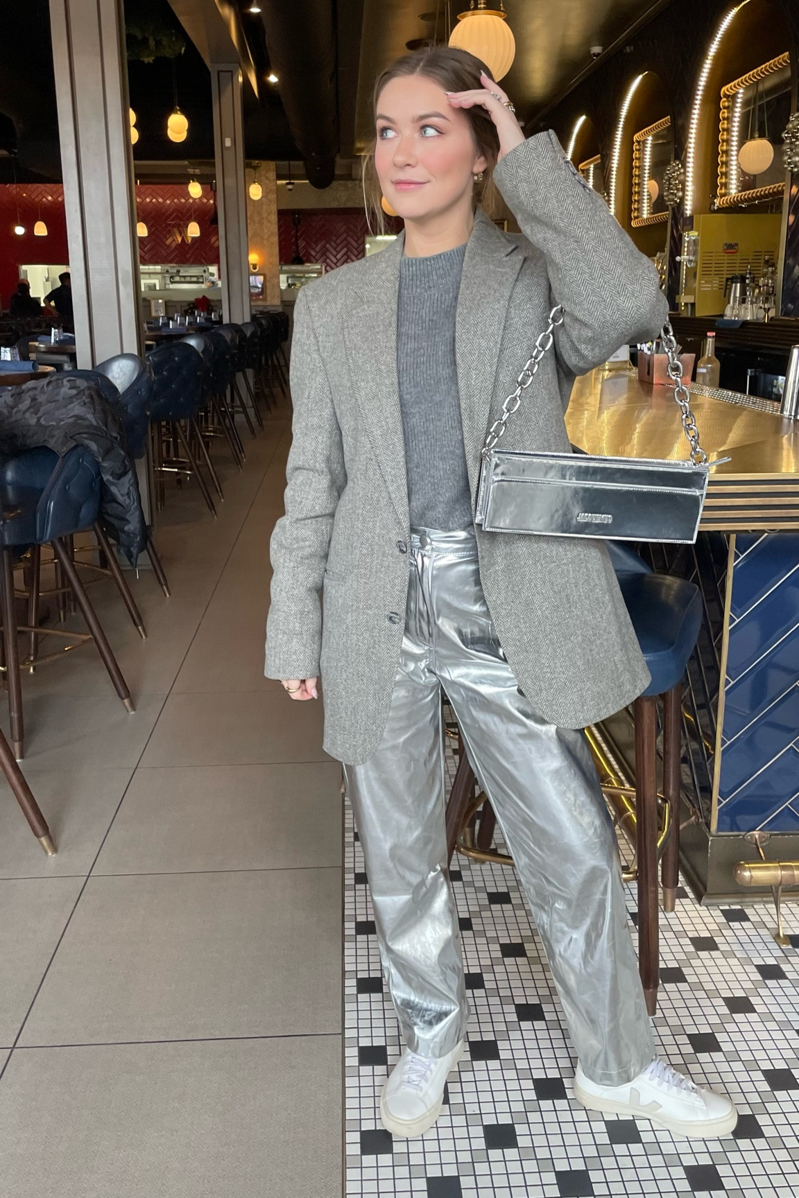 Silver grey monochrome look #ootd #outfitinspo #trendyoutfit #trendy #silver #metallic #metallicpants

#LTKstyletip #LTKunder100 #LTKfit