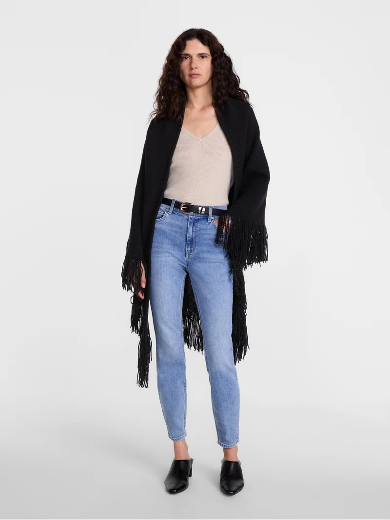 Scenario Women's Fringe Shawl, Black Soot | Walmart (US)