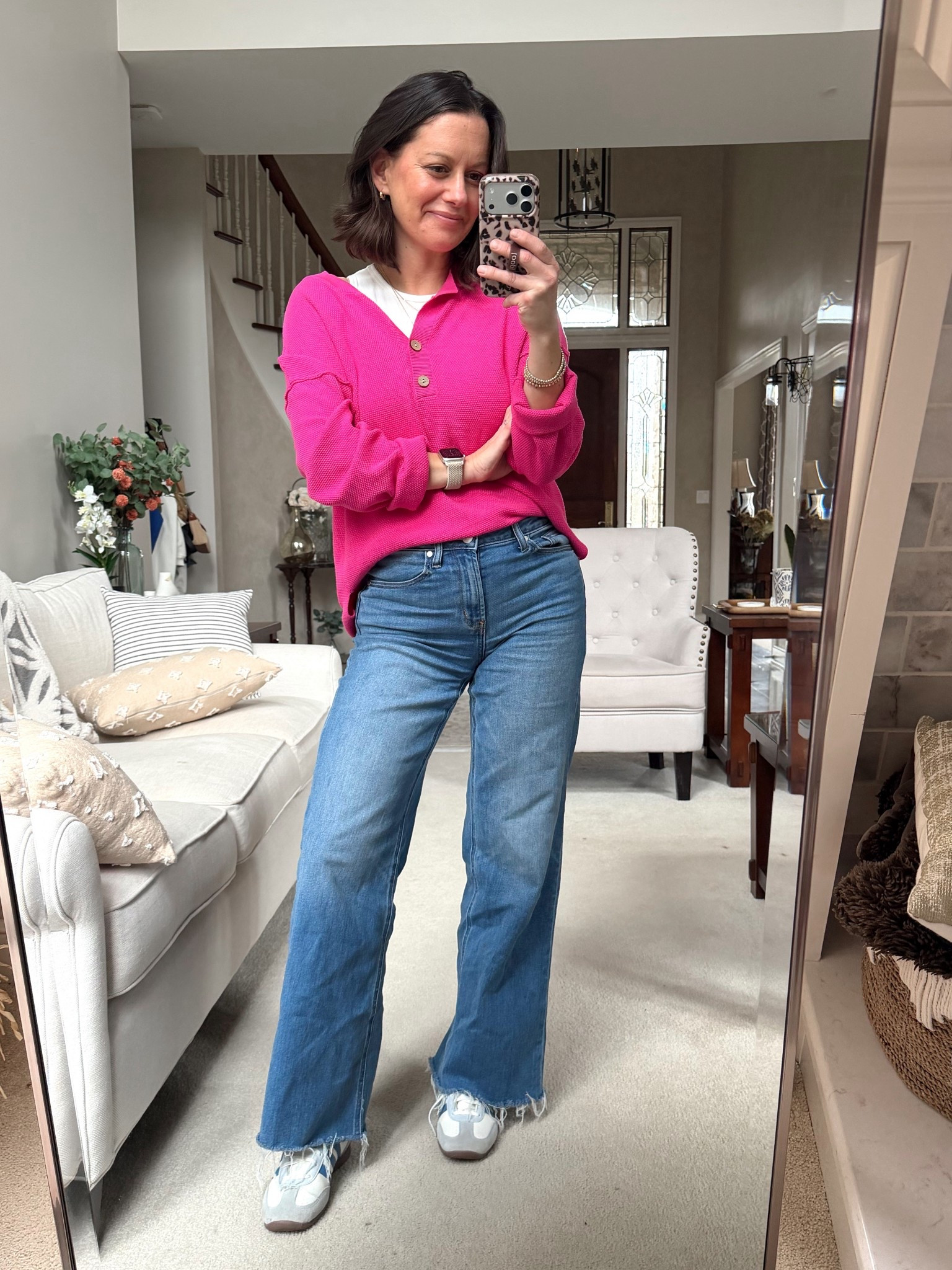 Spring outfit of the day! Sweater runs true to size for an oversized fit. Tank runs true to size, jeans run tts to a tad small. Sneakers run true to size to big.



#LTKOver40 #LTKootd #LTKPetite