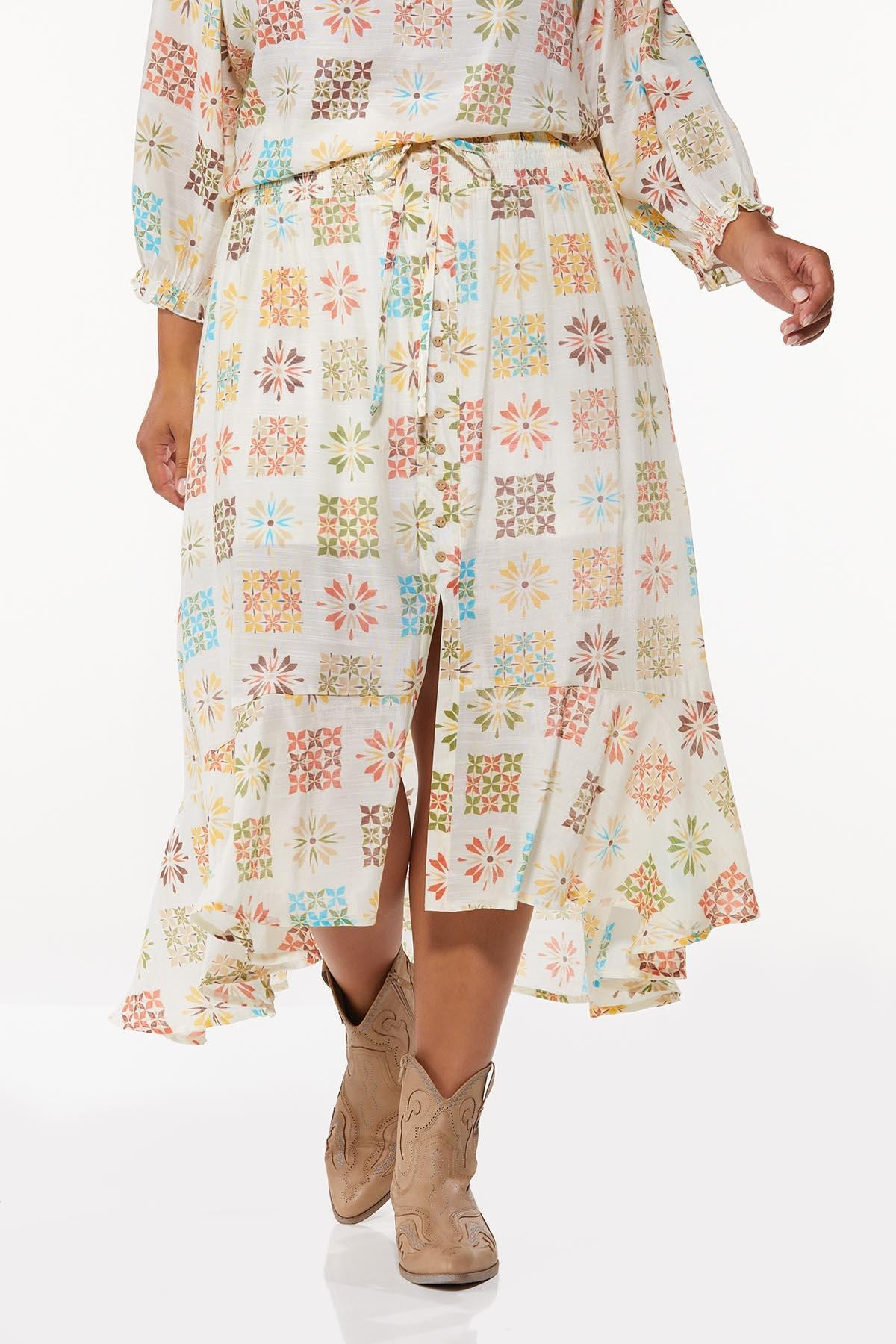 Plus Size Button Front Midi Skirt | Cato Fashions