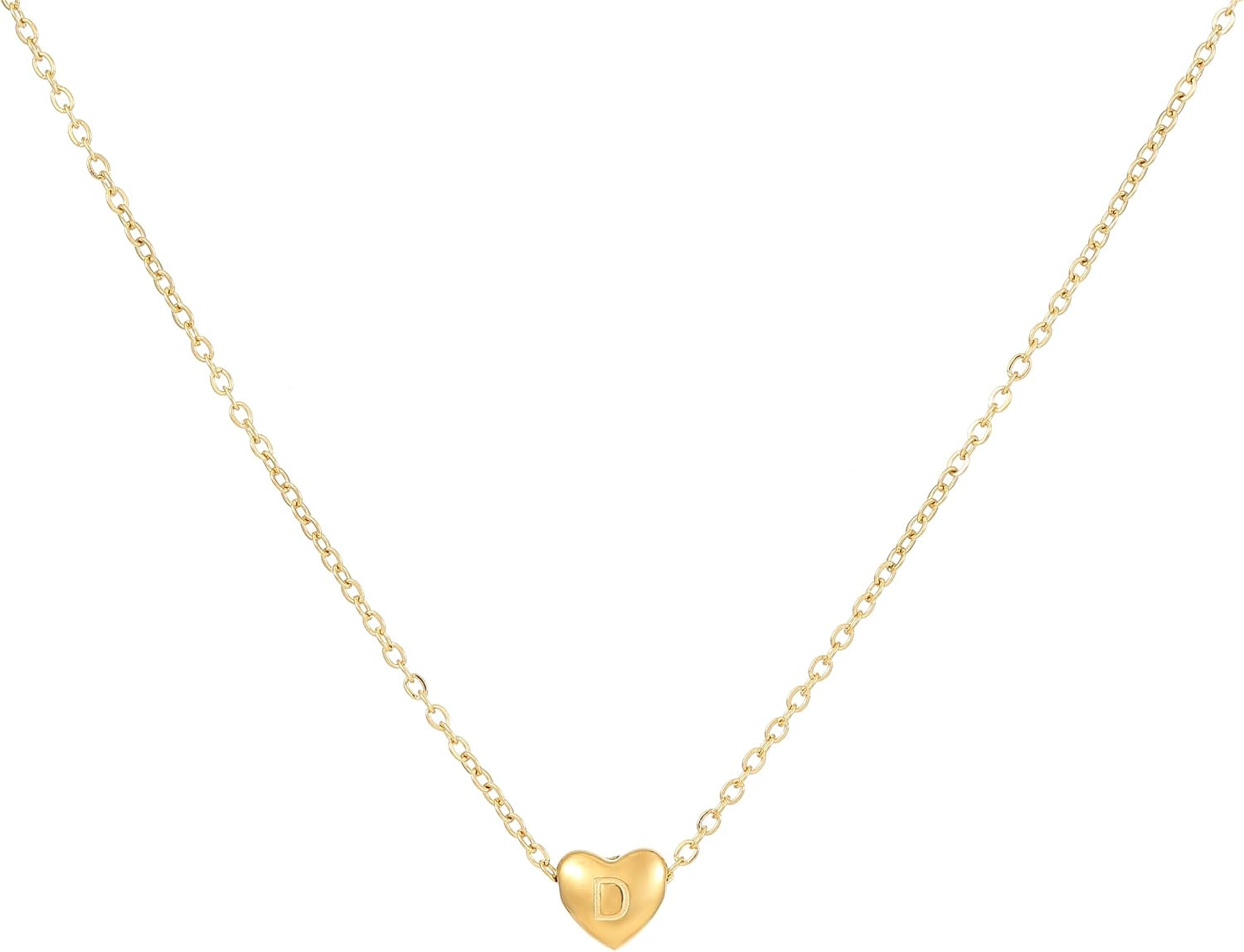 18K Gold Plated Initial Heart Necklace for Women Layering | Amazon (CA)