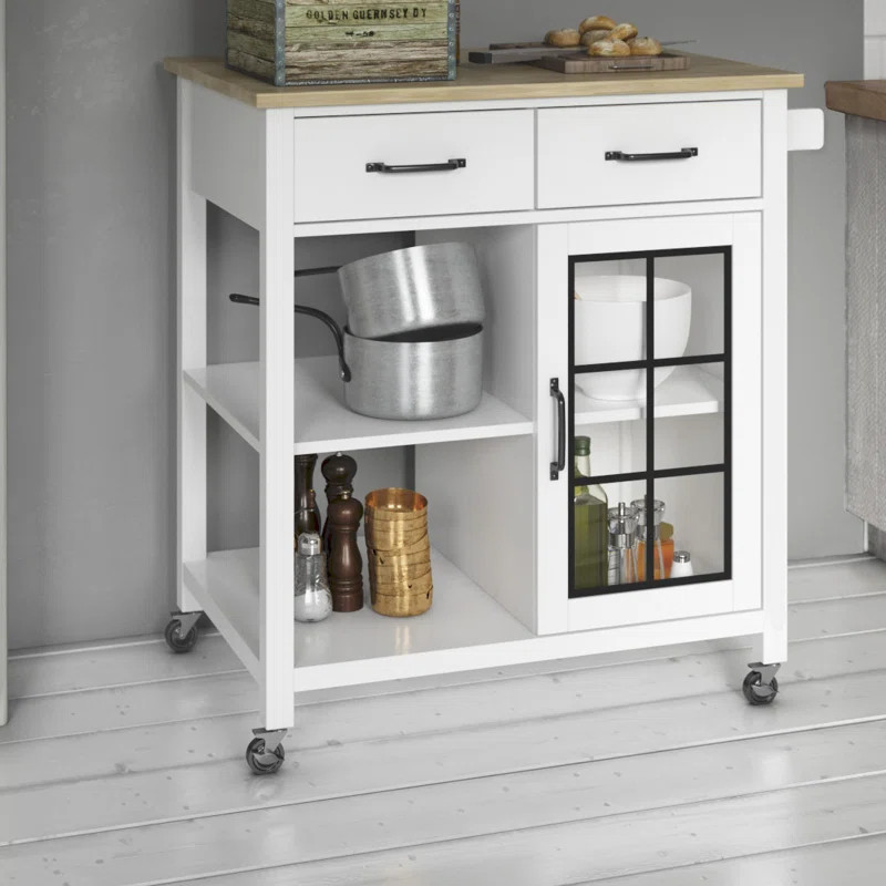 Wommack Rolling Kitchen Cart with Solid Wood Top | Wayfair North America