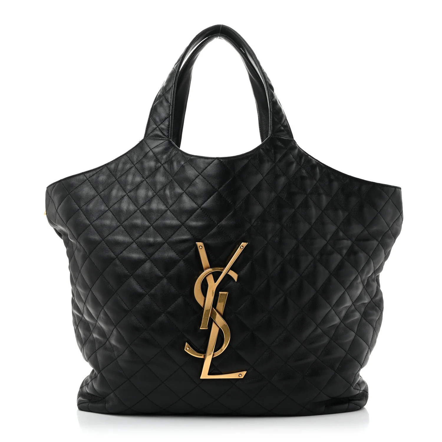 Saint Laurent Lambskin Quilted Maxi Icare Shopping Tote Black 1884125 | FASHIONPHILE (US)